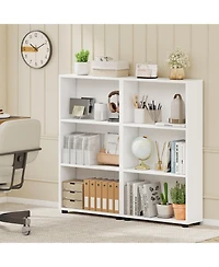 Gymax 2PCS Bookshelf 3-Tier Bookcase w/Anti-Tipping Kit for Living Room Home Office