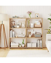 Gymax 2PCS Bookshelf 3-Tier Bookcase w/Anti-Tipping Kit for Living Room Home Office
