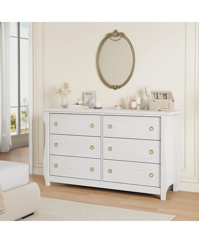 homfan 7 Dresser for Bedroom, Wide Drawer with Storage Freestanding, Wooden Closet Chest Living Room, Entryway