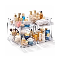 Sorbus 2 Pack 2-Tier Pull-Out Vanity Storage Organizers - for Beauty Organization, Makeup and Skincare