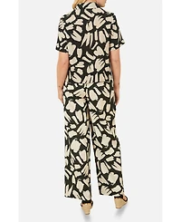 Yumi Women's High Waisted Printed Wide Leg Trousers