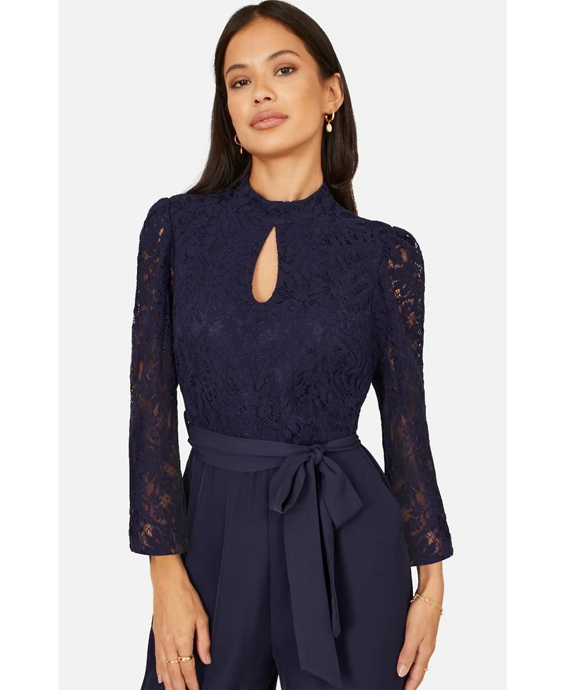Yumi Women's Lace Applique Jumpsuit