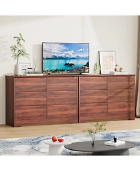 homfan Modern Tall 6-Drawer Wooden Dresser, Spacious Storage Chest with Wide Top for Bedroom, Living Room and Hallway