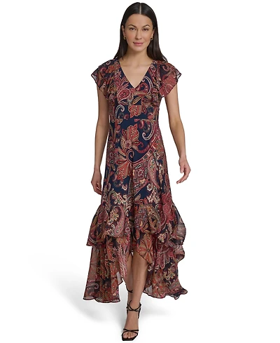 Tommy Hilfiger Women's Paisley Print Flutter-Sleeve Dress