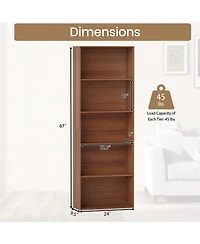 Gymax 2PCS 5-Tier Freestanding Open Bookshelf w/2 Anti-tipping Devices for Living Room