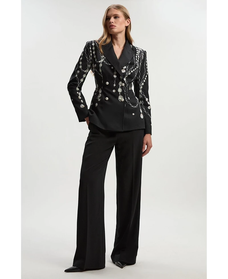 Karen Millen Women's Archive Satin Kickflare Trouser