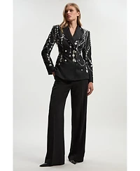Karen Millen Women's Archive Satin Kickflare Trouser
