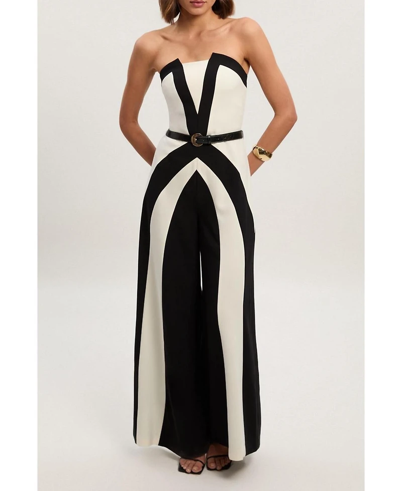 Karen Millen Women's Block Bandeau Jumpsuit