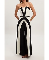 Karen Millen Women's Block Bandeau Jumpsuit