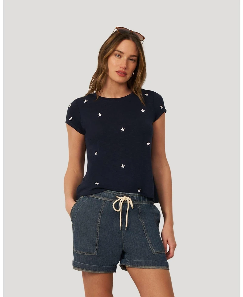 Cable and Gauge Women's Printed Star Slub Tee