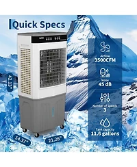 Xo 11.6 Gal 3500 Cfm Portable Cooling Fan, Evaporative Air Cooler with Touch Screen, Remote for Bedroom, Home, Office