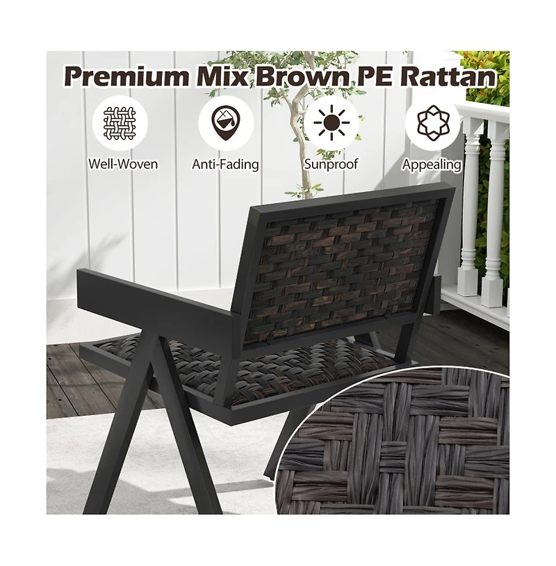 Boyel Living 3 Pieces Patio Pe Wicker Bistro Set with Quick-Drying Foam
