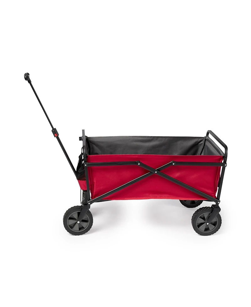 Seina 150lb Capacity Folding Collapsible Steel Utility Wagon Cart, Red/Gray