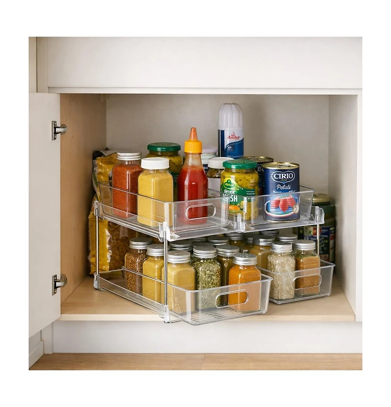 Sorbus 2 Pack 2-Tier Pull-Out Pantry Organizers Storage Drawers - for Pantry, Kitchen and Under Sink