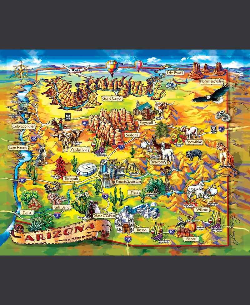 SunsOut Arizona Map 1000 piece Jigsaw Puzzle for Adults