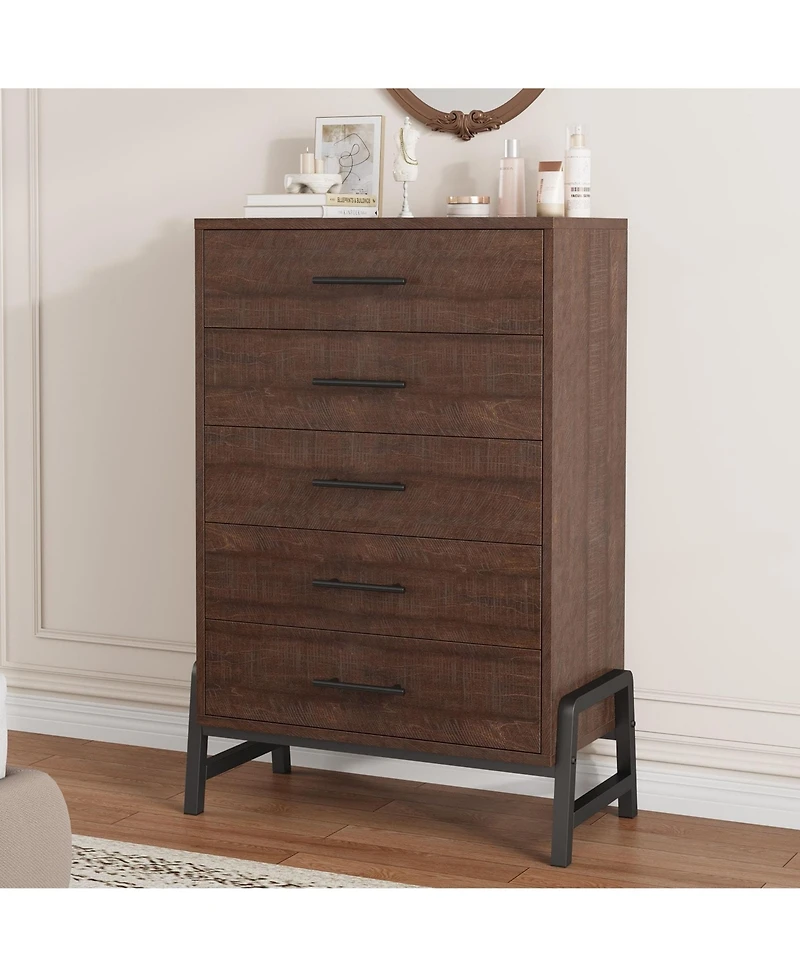 homfan Tall 6-Drawer Entryway Storage Cabinet, Freestanding Wooden Dresser for Bedroom, Living Room and Foyer