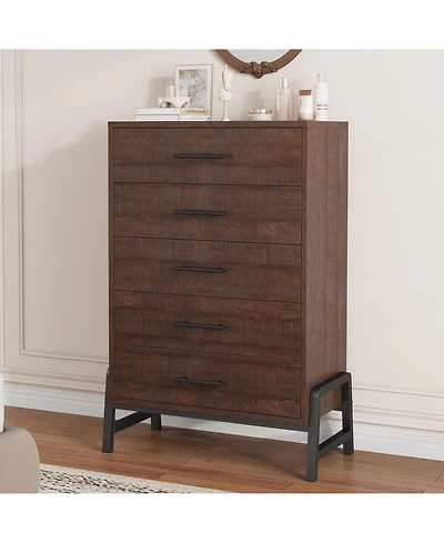 homfan Tall 6-Drawer Entryway Storage Cabinet, Freestanding Wooden Dresser for Bedroom, Living Room and Foyer