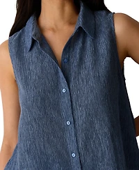 Eileen Fisher Women's Classic Collar A-Line Sleeveless Shirt, Regular And Plus