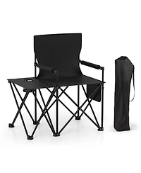 Yiortwo Oversized Camping Chair with Side Table, Cup Holder and Storage Pockets