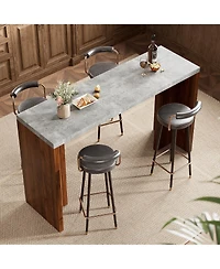 gaomon 55" counter height dining table with faux marble top and T-shaped legs, seats 4–6-ideal for kitchen, dining, or living spaces.