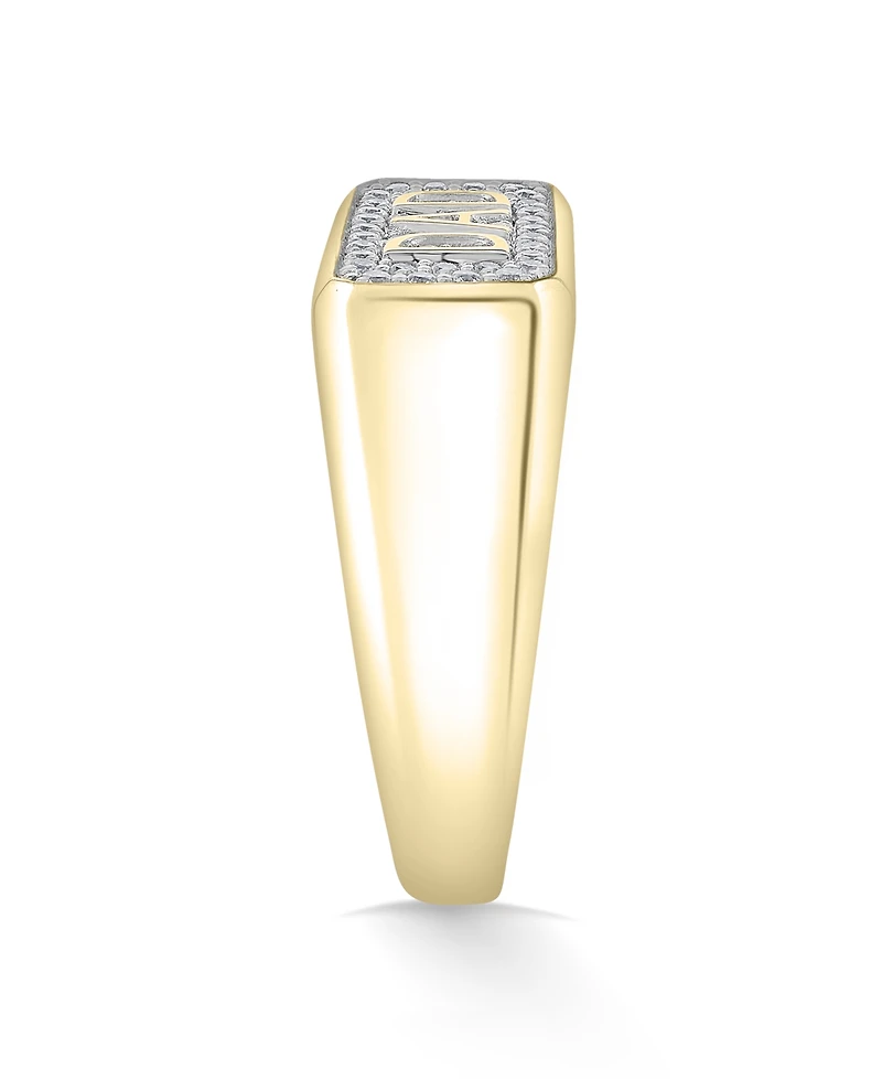 Macy's Men's Diamond (1/5 ct. t.w.) Dad Band Ring in 14k Gold Plated Sterling Silver