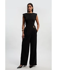Karen Millen Women's Tailored Crepe Buckle Trousers
