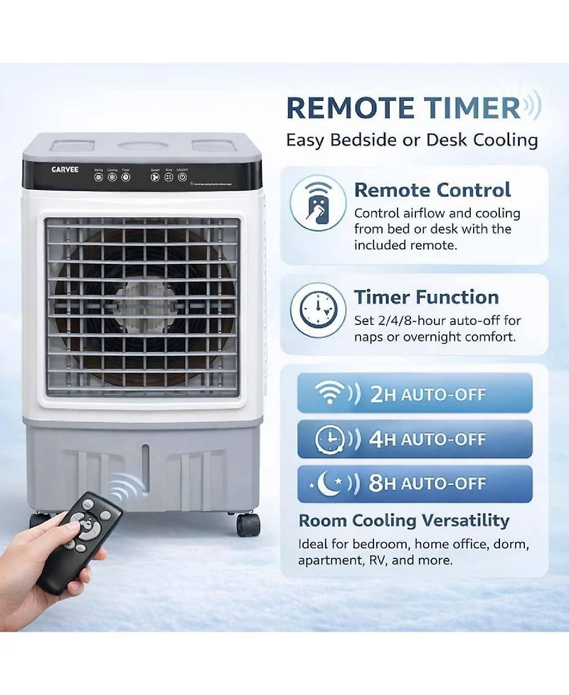 Xo 3-Speed Evaporative Cooler, Cooling Fan for Living Room, Office and Garage with 8.2 gal Water Tank