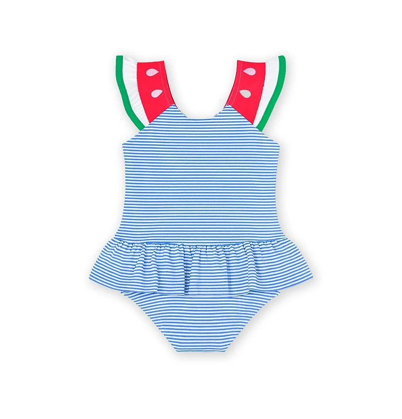 Florence Eiseman Little Girls Seersucker Swimsuit with Watermelon