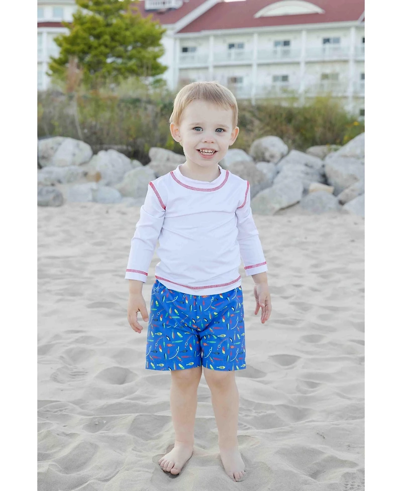 Florence Eiseman Little Boys Fishing Lure Print Swim Trunk