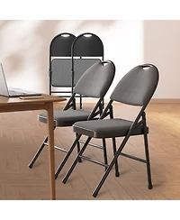 homfan 4 Piece Cushioned Folding Chairs with Ergonomic Wide Back, Reinforced Metal Frame and Nesting Stackable Design - Portable Seating for Events