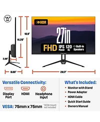 Westinghouse 27" Full Hd Ips Monitor, 120Hz, 1ms, Hdr, Adaptive Sync, Built-in Speakers, Hdmi & Vga