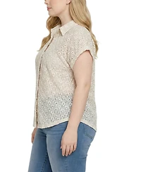 Ny Collection Plus Short Sleeve Lace Blouse