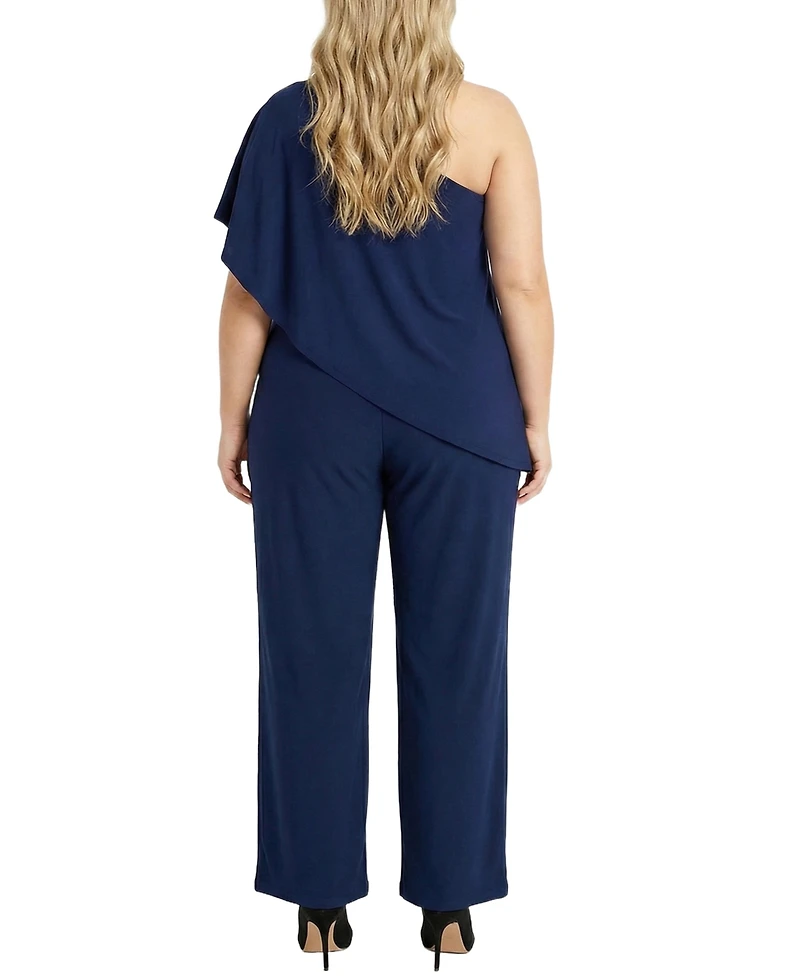 Ny Collection Plus Size Cape-Top Knit Jumpsuit