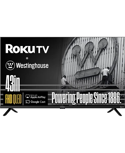 Westinghouse 43" Roku Smart Tv, Fhd Qled, Dolby Digital+, Wi-Fi, Bluetooth, AirPlay, Alexa & Google Assistant Compatible