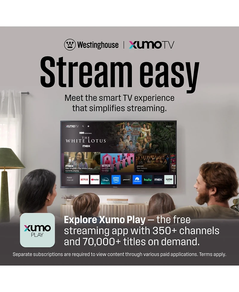 Westinghouse 43" Full Hd 1080p Xumo Smart Tv w/ Apple AirPlay, HomeKit & Voice Remote