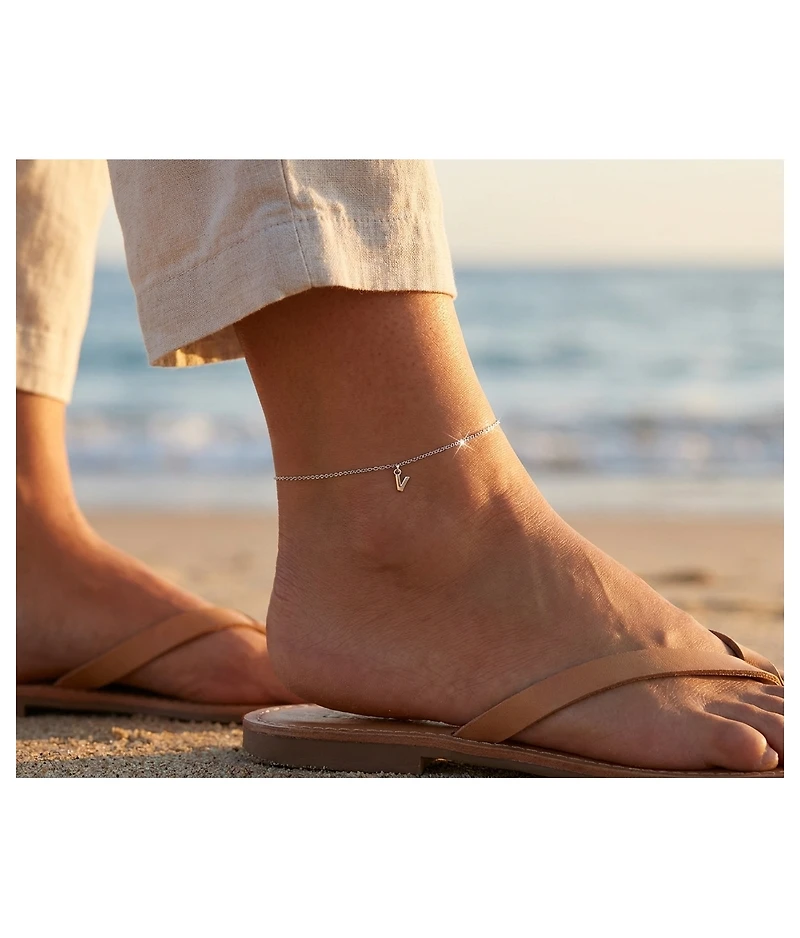 Bling Jewelry Dainty Alphabet Block Letter Anklet Ankle Bracelet Sterling Silver