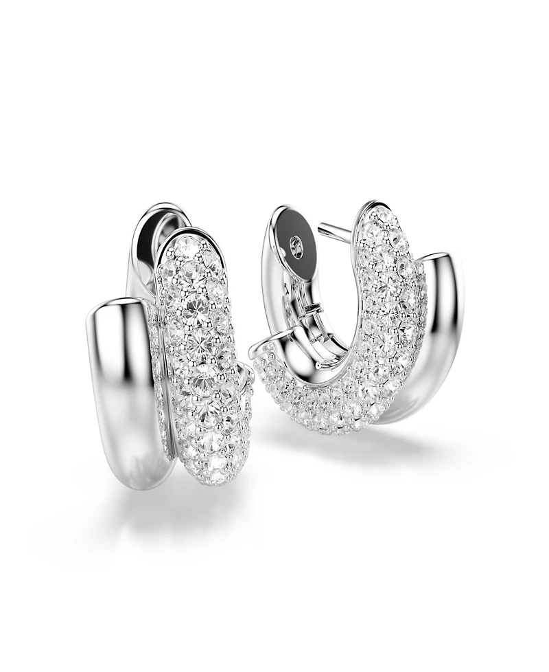 Swarovski Rhodium-Plated Gleaming Tubular Huggie Earrings