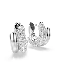 Swarovski Rhodium-Plated Gleaming Tubular Huggie Earrings