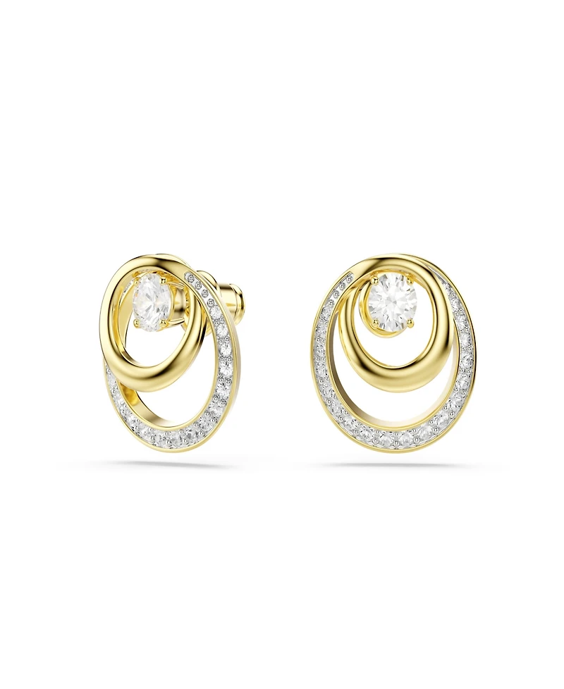 Swarovski Gold-Tone Plated Glittering Pave Stud Earrings