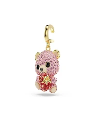 Swarovski Gold-Tone Plated Pink Teddy Bear Charm