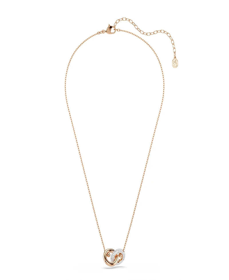 Swarovski Rose Gold-Tone Two Interlinked Tubular Ring Necklace