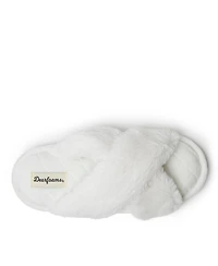 Dearfoams Women's Jessica Furry Cross Band Slide Slippers