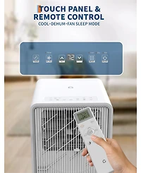 Xo 8,000 Btu Portable 3-in-1 Ac with Sleep Mode, Dimmed Display, 24-Hour Timer and Window Kit for Bedroom Up to 350 Sq. Ft