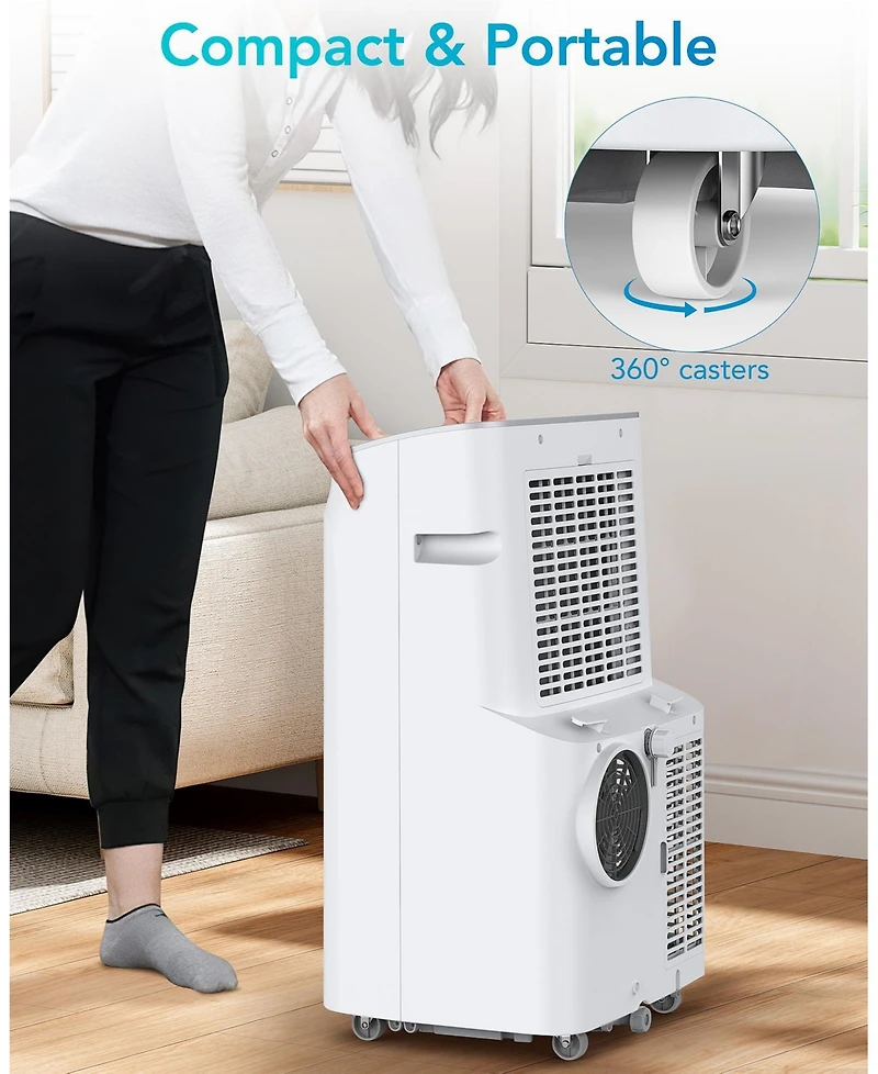 Xo 12,000 Btu Portable Ac, 4-in-1 Cooling, Fan, Dehumidifier and Sleep Mode, Remote, Window Kit, Auto-Evaporation