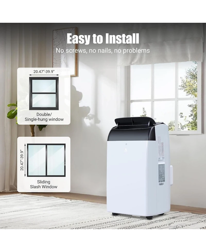 Xo 2-Piece Set of 14,000 Btu Portable Air Conditioners with 3-in-1 Cooling, Fan and Dehumidifier, Sleep Mode and Window Kit