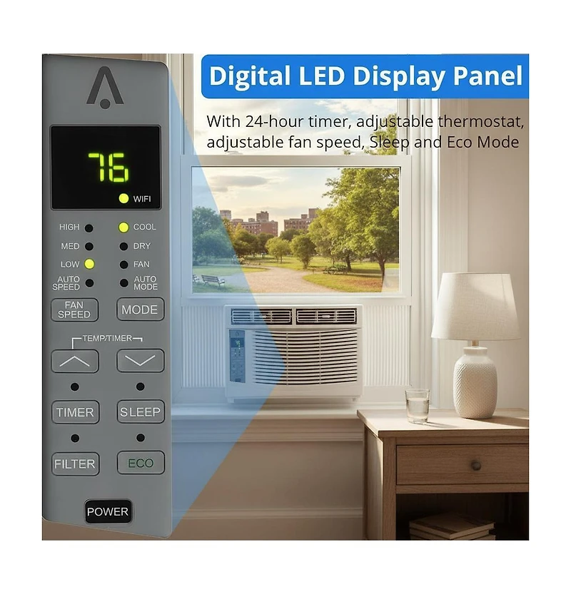 Xo 6000 Btu Window Air Conditioner, Fast Cooling to 250 Sq.Ft.,Remote Control