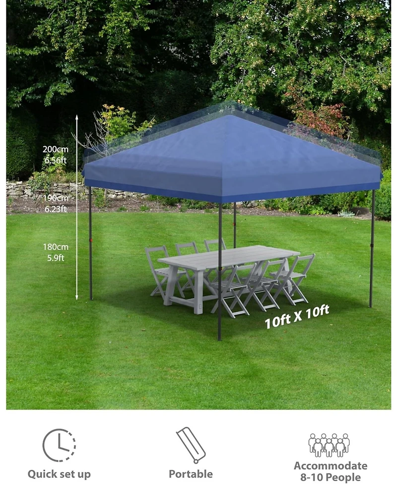 Xo 10x10 Ft Pop Up Canopy Tent with 4 Sidewalls, Waterproof Outdoor Canopy with Wheeled Carry Bag