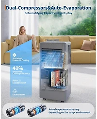 Xo 10,000 Btu Portable Silent Ac with Remote, Led Display, Sleep Mode and Installation Kit for Rooms Up to 450 Sq. Ft