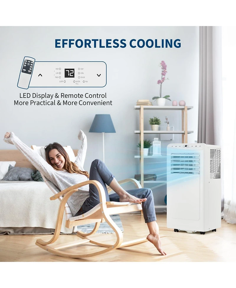 Xo 8,000 Btu Portable 4-in-1 Ac with Remote, Led Display, Timer and Diy Window Kit for Bedroom/Office Up to 350 Sq. Ft