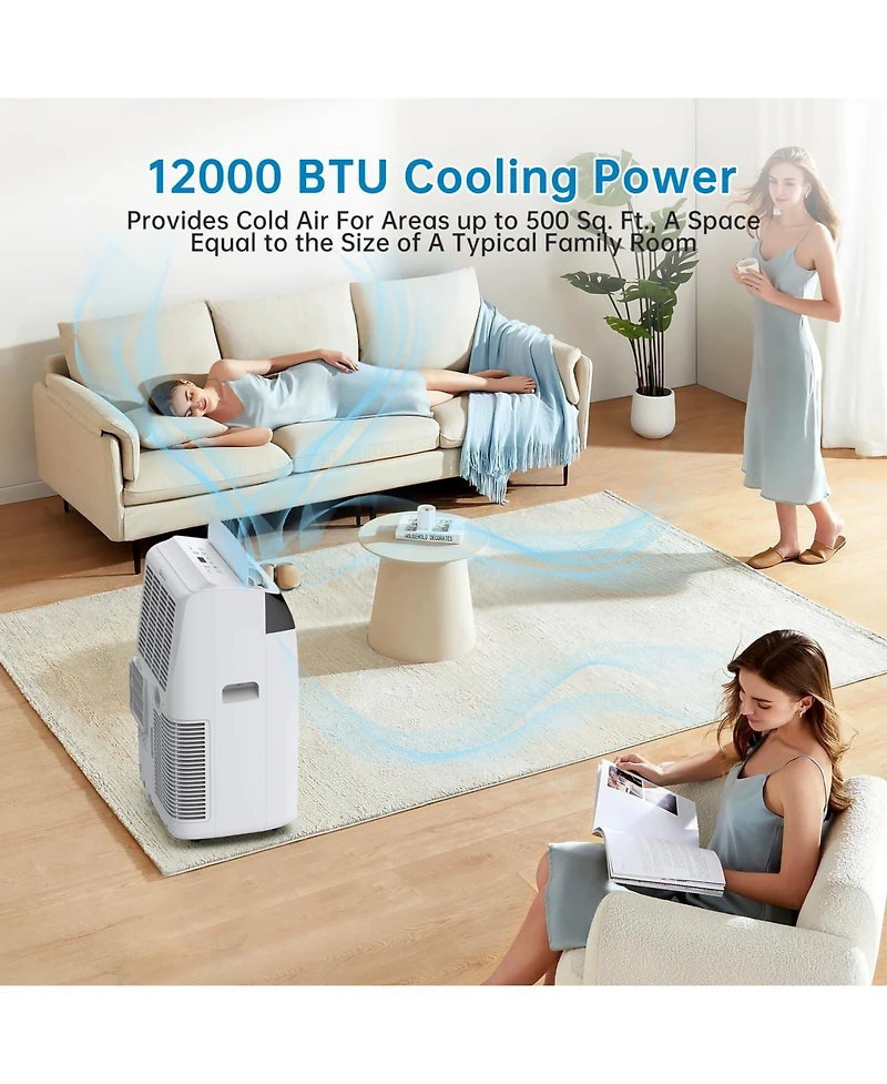 Xo 12,000 Btu Portable Ac for Up to 550 Sq. Ft. with Cooling, Fan and Dehumidifying, Remote, Backlit Led Panel, 24H Timer